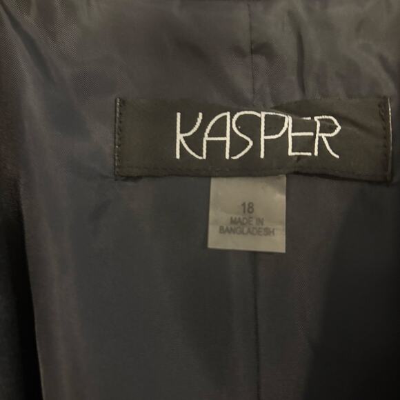 Kasper Women Jacket Size 18 Blue Lapel Notch Collar Long Sleeve Clueless Preppy - Picture 5 of 8